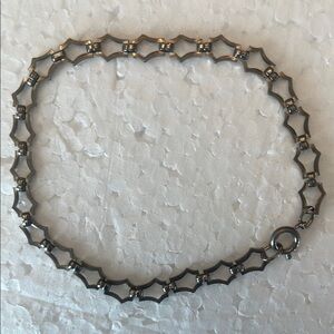 Vintage 50s geometric panel link silver tone Chain Bracelet
